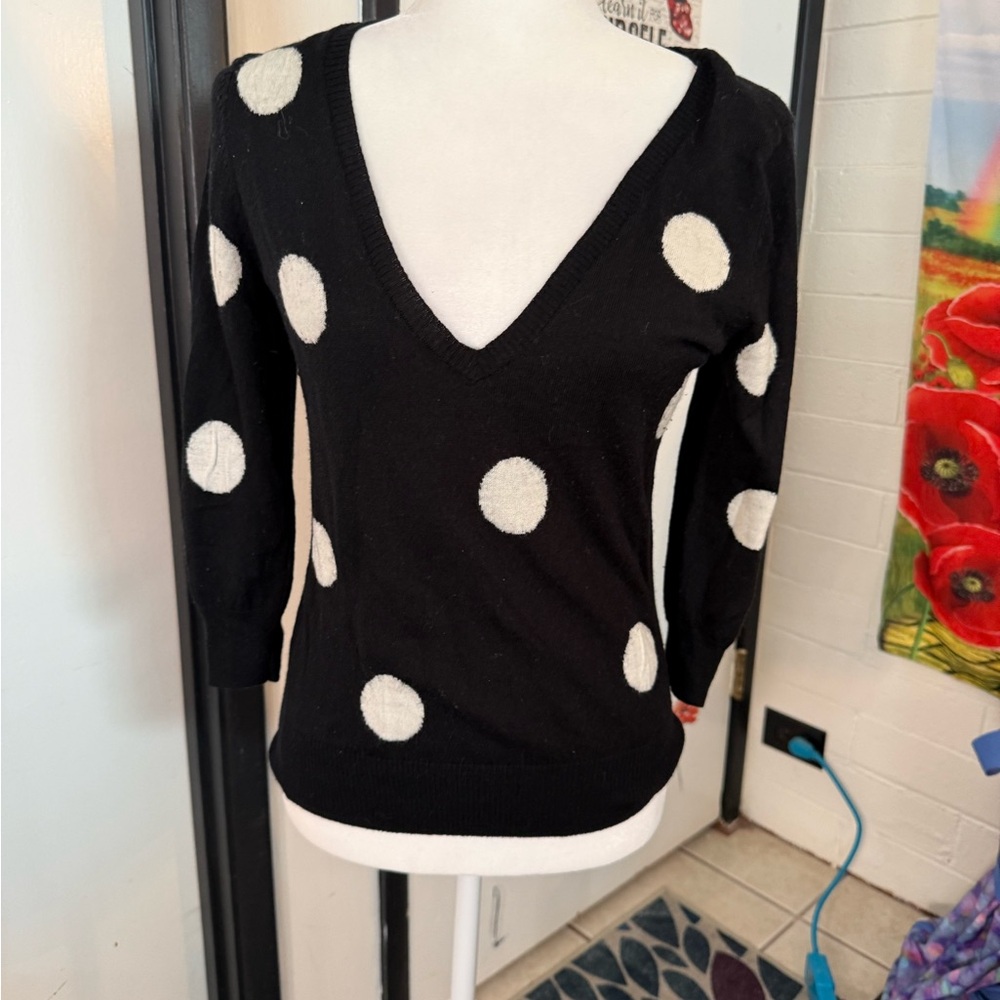 Black and White Polka Dot Sweater - Picture 2 of 8